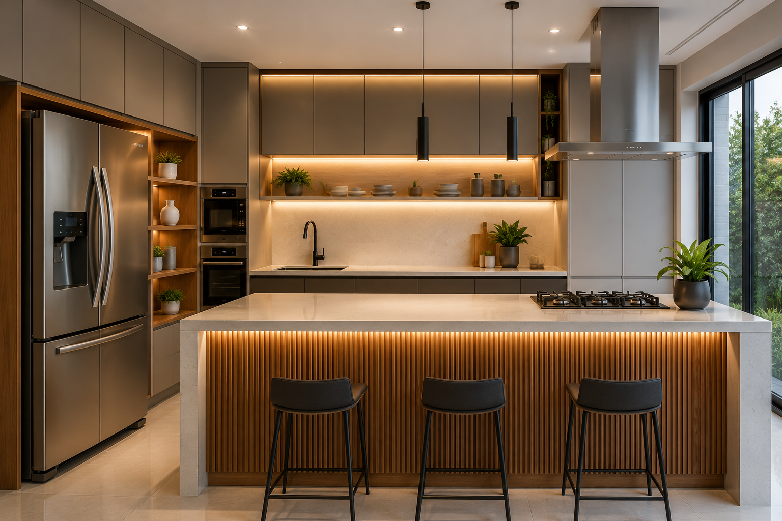 Inspiração de cozinhas com móveis planejados