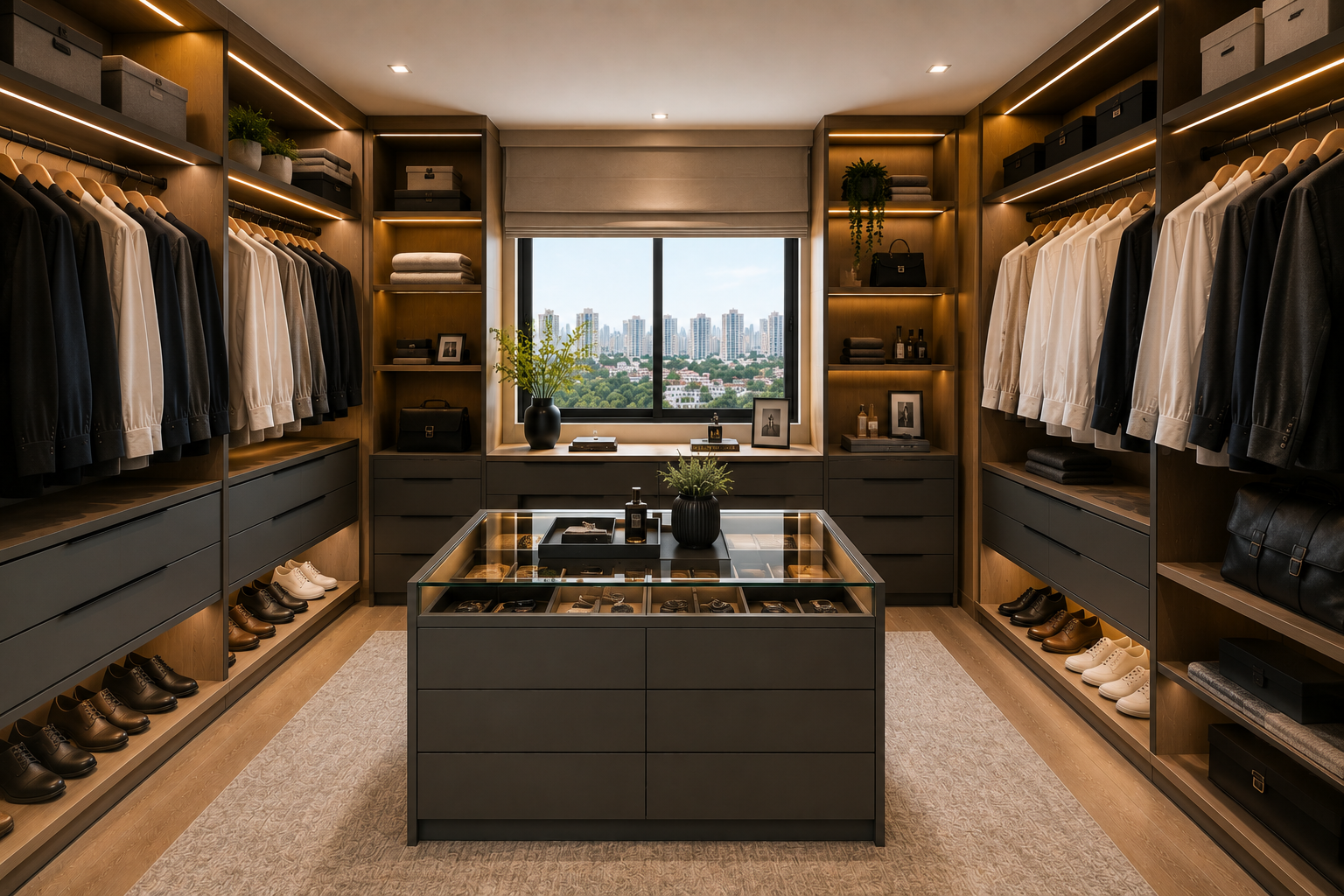 Closet planejado moderno com móveis sob medida em São Paulo