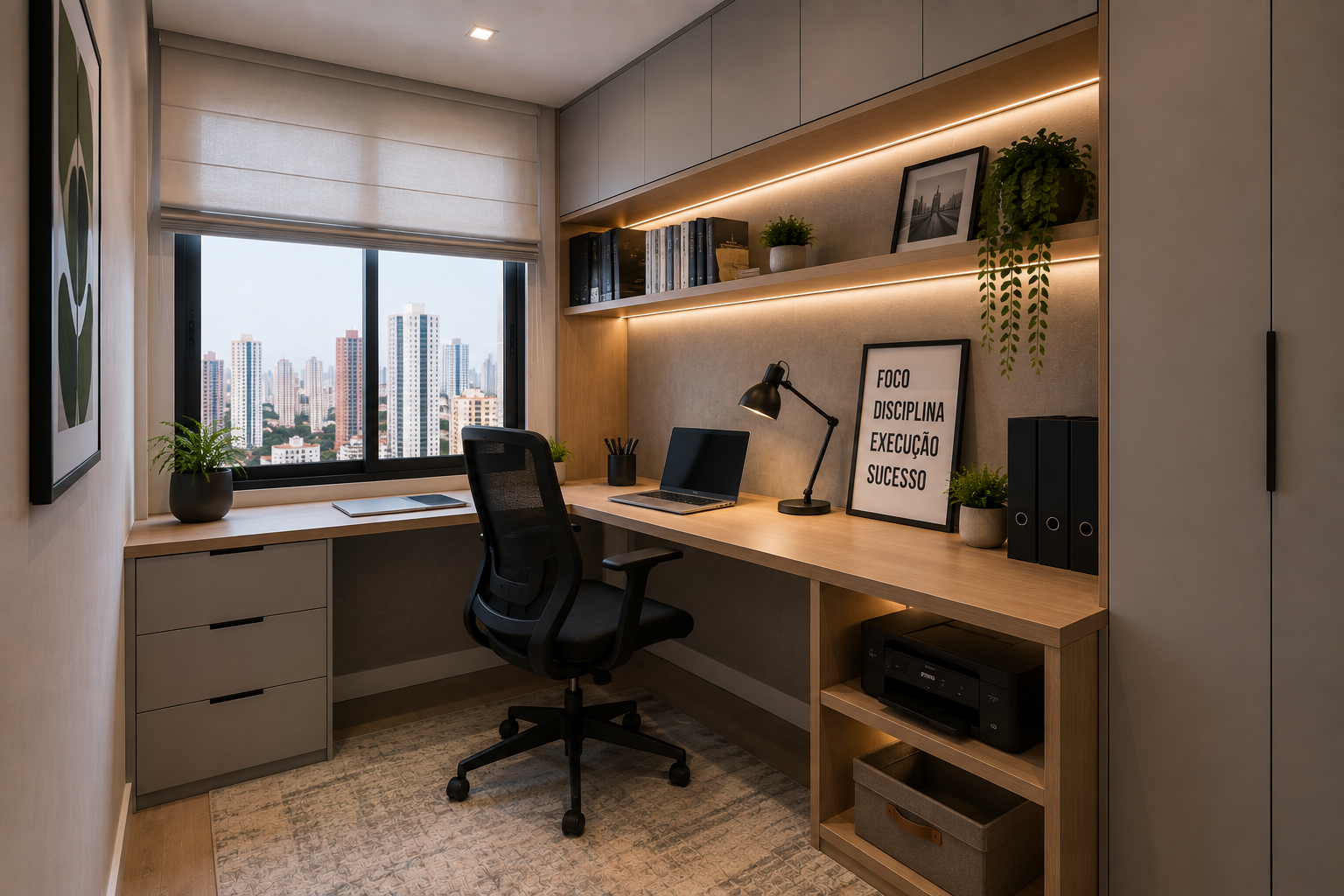 Home office planejado para apartamento em São Paulo
